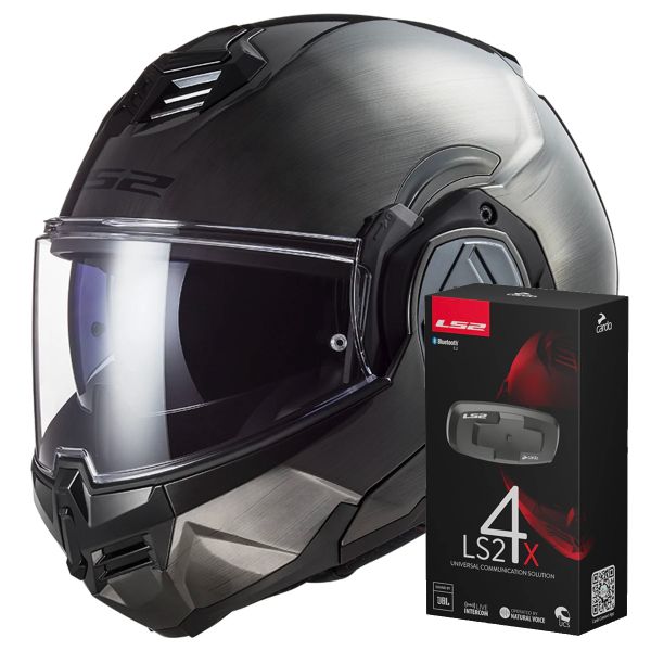 Casque Modulable LS2 Advant Jeans FF906 + Kit Bluetooth 4X Cardo