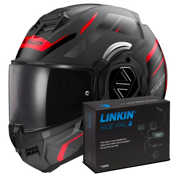 Casque Modulable LS2 Advant Kuka Matt Black Red FF906 + Linkin Ride Pal III