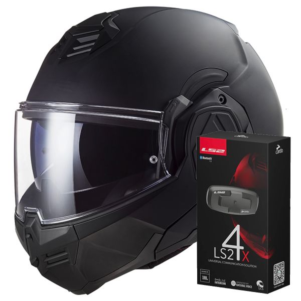 Casque Modulable LS2 Advant Noir FF906 + Kit Bluetooth 4X Cardo