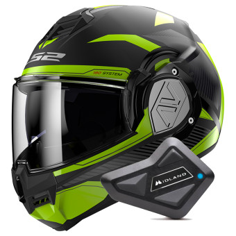 Casque Modulable LS2 Advant Revo Black H-V Yellow FF906 + Kit Bluetooth BT Mini
