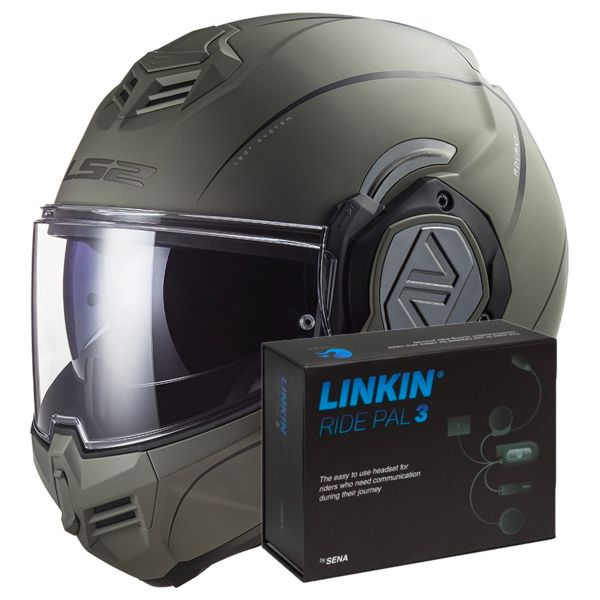 Casque Modulable LS2 Advant Special Matt Sand FF906 + Linkin Ride Pal III