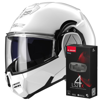 Casque Modulable LS2 Advant White FF906 + Kit Bluetooth 4X