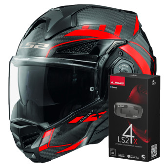 Casque Modulable LS2 Advant X C Future Red FF901 + Kit Bluetooth 4X Cardo