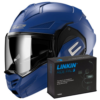 Casque Modulable LS2 Advant X Matt Blue FF901 + Linkin Ride Pal III