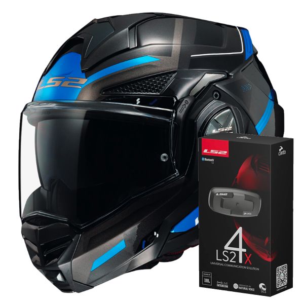 Casque Modulable LS2 Advant X Spectrum Black Titanium Blue FF901 + Kit Bluetooth 4X Casque Modulable LS2 Advant X Spectrum Black Titanium Blue FF901 + Kit Bluetooth 4X