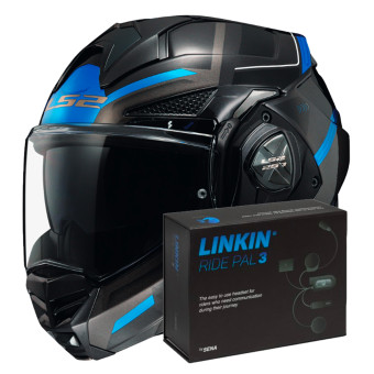 Casque Modulable LS2 Advant X Spectrum Black Titanium Blue FF901 + Linkin Ride Pal III