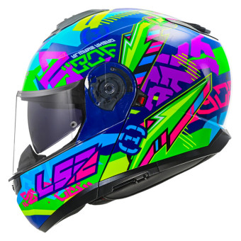 Casque Modulable LS2 Strobe II Svent Blue Green FF908 Casque Modulable LS2 Strobe II Svent Blue Green FF908
