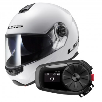 Casque Modulable LS2 Strobe White FF325 + Kit Bluetooth 5S Solo Casque Modulable LS2 Strobe White FF325 + Kit Bluetooth 5S Solo