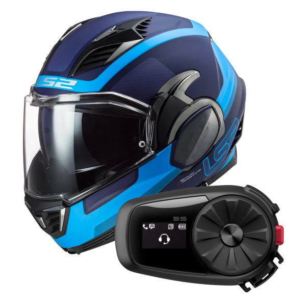 Pack Casque + Kit bluetooth et intercoms : LS2 Valiant II Orbit Matt Blue  FF900 + Kit Bluetooth 5S Solo | iCasque.com