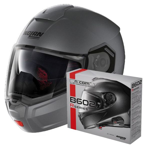 Casque Modulable Nolan N90 3 Classic N-Com Flat Vulcan Grey 2 + Kit Bluetooth B602R