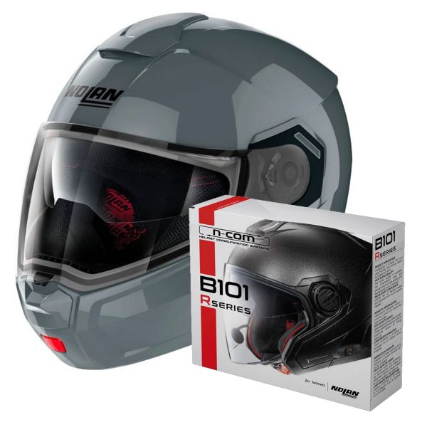 Casque Modulable Nolan N90 3 Classic N-Com Slate Grey 8 + Kit Bluetooth B101R