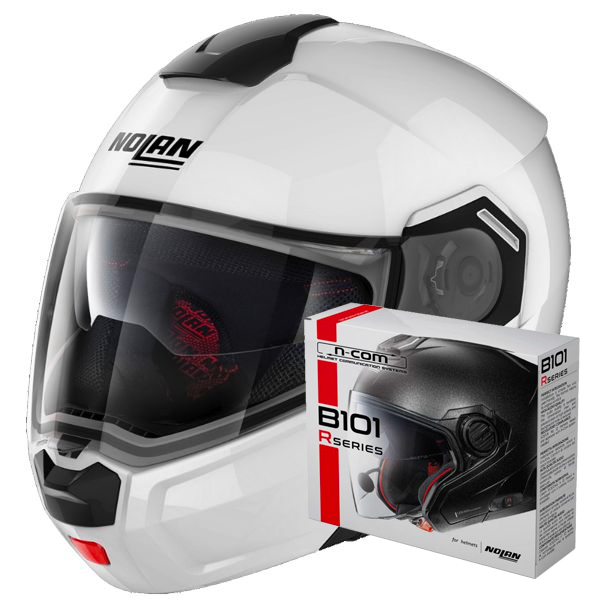 Casque Modulable Nolan N90 3 Special N-Com Pure White 15 + Kit Bluetooth B101R