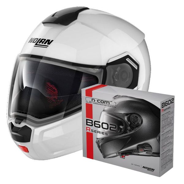 Casque Modulable Nolan N90 3 Special N-Com Pure White 15 + Kit Bluetooth B602R