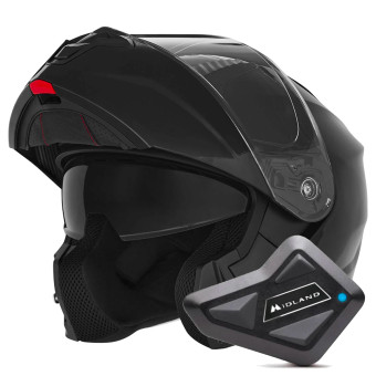 Casque Modulable NOX N968 Shiny Black + Kit Bluetooth BT Mini