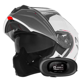 Casque Modulable NOX N968 Tomak White Red + Kit bluetooth 5R Lite