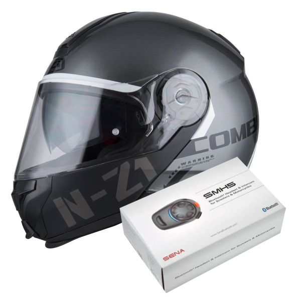 Pack Casque + Kit bluetooth et intercom : NZI Combi 2 Duo Anthracite + Kit  Bluetooth SMH5 Solo