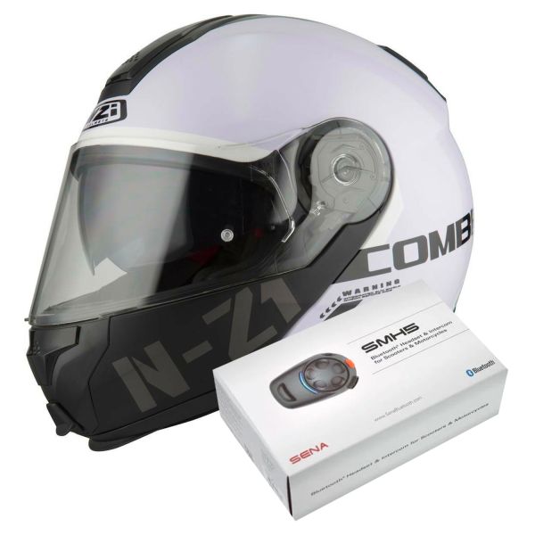 Casque Modulable NZI Combi 2 Duo White + Kit Bluetooth SMH5 Solo