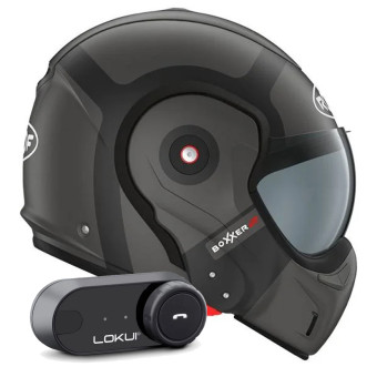 Casque Modulable Roof Boxxer 2 Bond Titane Mat Black + Kit Bluetooth Lokui K30