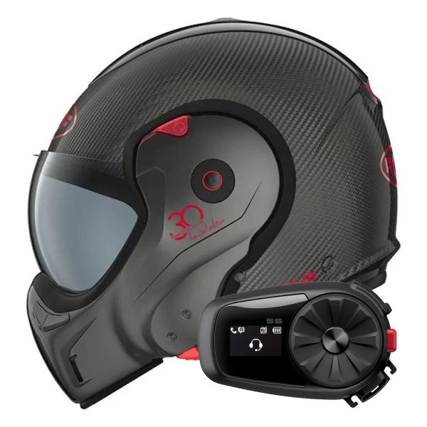 Casque Modulable Roof Boxxer 2 Carbon Thirty Titane + Kit Bluetooth 5S Solo