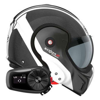 Casque Modulable Roof Boxxer 2 Carbon Wonder Pearl White + Kit Bluetooth 5S Solo
