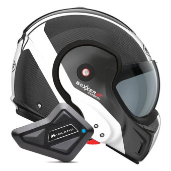 Casque Modulable Roof Boxxer 2 Carbon Wonder Pearl White + Kit Bluetooth BT Mini