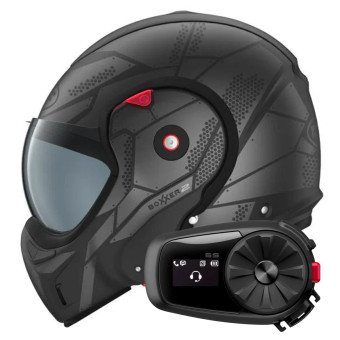 Casque Modulable Roof Boxxer 2 Kendo Mat Black Steel + Kit Bluetooth 5S Solo