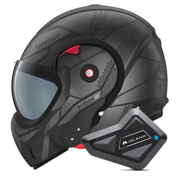 Casque Modulable Roof Boxxer 2 Kendo Mat Black Steel + Kit Bluetooth BT Mini