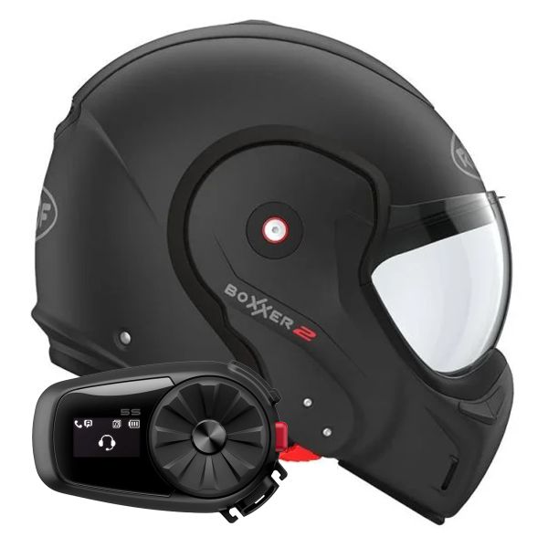 Casque Modulable Roof Boxxer 2 Mat Black + Kit Bluetooth 5S Solo Casque Modulable Roof Boxxer 2 Mat Black + Kit Bluetooth 5S Solo