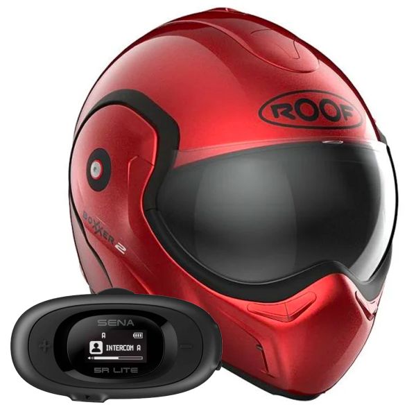 Pack Casque + Kit bluetooth et Roof Boxxer 2 Red + Kit
