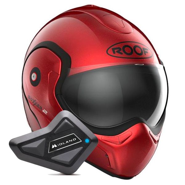 Pack Casque + Kit bluetooth et Roof Boxxer 2 Red + Kit