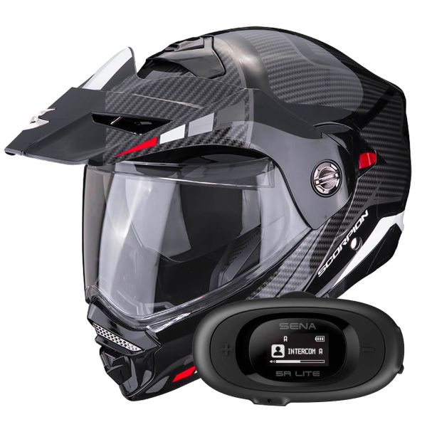 Casque Modulable Scorpion ADX-2 Camino Black Silver Red + Kit bluetooth 5R Lite