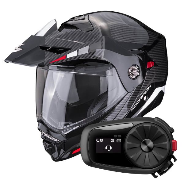 Casque Modulable Scorpion ADX-2 Camino Black Silver Red + Kit Bluetooth 5S