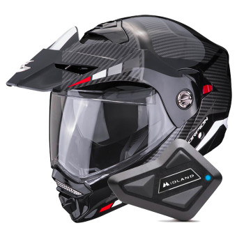 Casque Modulable Scorpion ADX-2 Camino Black Silver Red + Kit Bluetooth BT Mini
