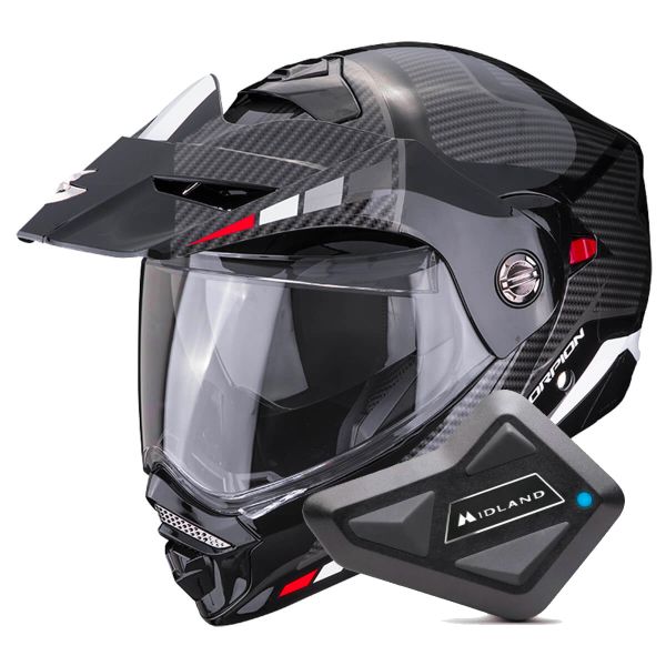 Casque Modulable Scorpion ADX-2 Camino Black Silver Red + Kit Bluetooth BT Mini