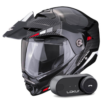 Casque Modulable Scorpion ADX-2 Camino Black Silver Red + Kit Bluetooth Lokui K30