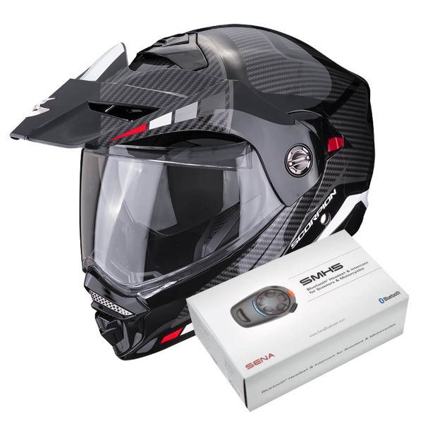Casque Modulable Scorpion ADX-2 Camino Black Silver Red + Kit Bluetooth SMH5