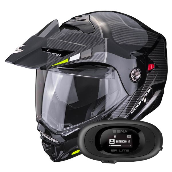 Casque Modulable Scorpion ADX-2 Camino Black Silver Yellow Fluo + Kit bluetooth 5R Lite