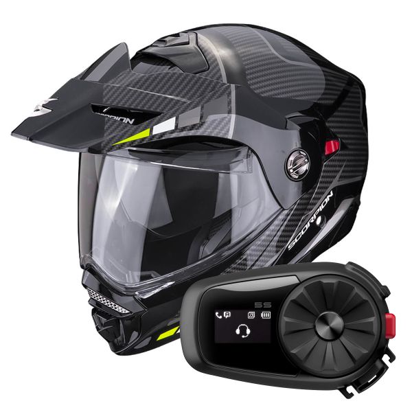 Casque Modulable Scorpion ADX-2 Camino Black Silver Yellow Fluo + Kit Bluetooth 5S