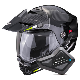 Casque Modulable Scorpion ADX-2 Camino Black Silver Yellow Fluo + Kit Bluetooth BT Mini