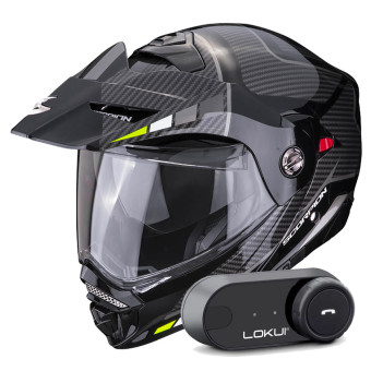 Casque Modulable Scorpion ADX-2 Camino Black Silver Yellow Fluo + Kit Bluetooth Lokui K30