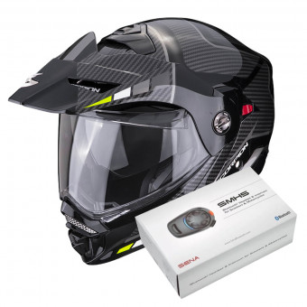 Casque Modulable Scorpion ADX-2 Camino Black Silver Yellow Fluo + Kit Bluetooth SMH5