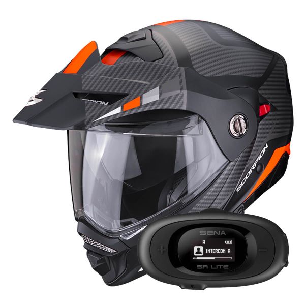 Casque Modulable Scorpion ADX-2 Camino Matt Black Silver Orange + Kit bluetooth 5R Lite
