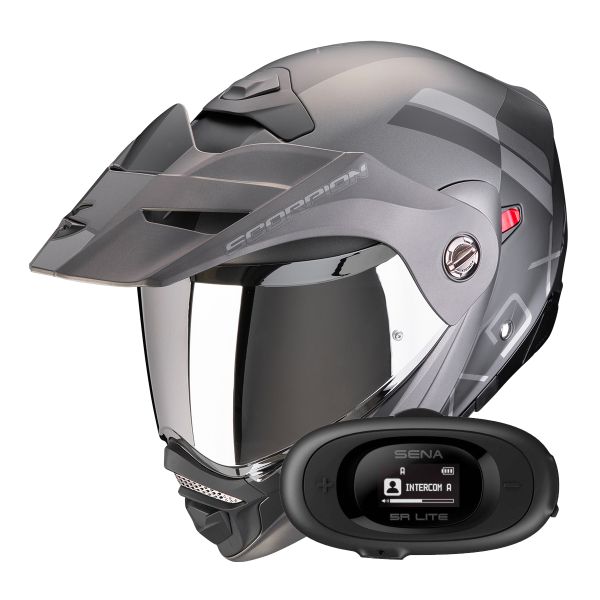 Casque Modulable Scorpion ADX-2 Galane Matt Black Silver + Kit bluetooth 5R Lite Solo