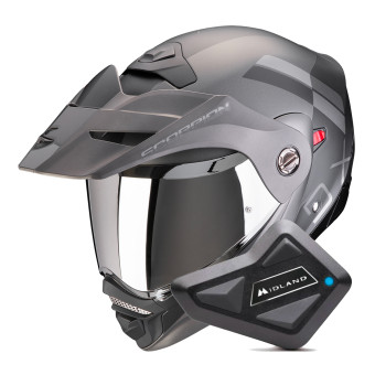 Casque Modulable Scorpion ADX-2 Galane Matt Black Silver + Kit Bluetooth BT Mini
