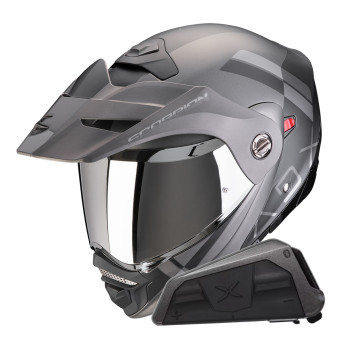 Casque Modulable Scorpion ADX-2 Galane Matt Black Silver + Kit bluetooth Exo-Com Link-1 Solo