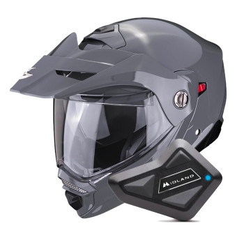 Casque Modulable Scorpion ADX-2 Grey Cement + Kit Bluetooth BT Mini