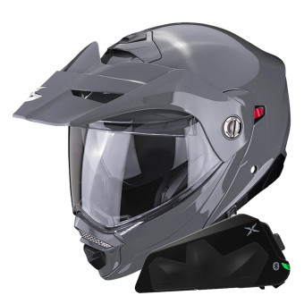 Casque Modulable Scorpion ADX-2 Grey Cement + Kit bluetooth Exo-Com Link-1C Solo