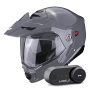 Casque Modulable Scorpion ADX-2 Grey Cement + Kit Bluetooth Lokui K30