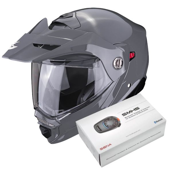 Casque Modulable Scorpion ADX-2 Grey Cement + Kit Bluetooth SMH5 Casque Modulable Scorpion ADX-2 Grey Cement + Kit Bluetooth SMH5