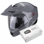 Casque Modulable Scorpion ADX-2 Grey Cement + Kit Bluetooth SMH5